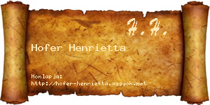 Hofer Henrietta névjegykártya